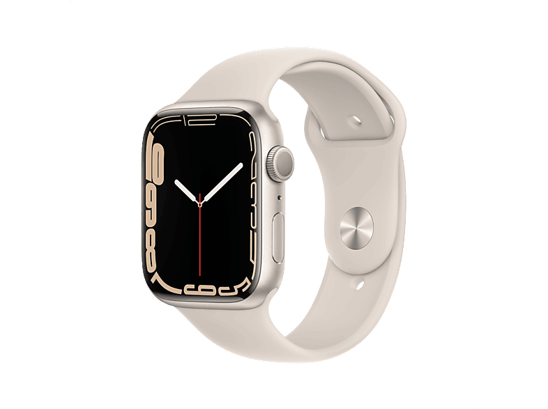 APPLE Watch Series 7 GPS + Cellular - Aluminium kast Starlight 45mm, Sportbandje Starlight (MKJQ3NF/A)