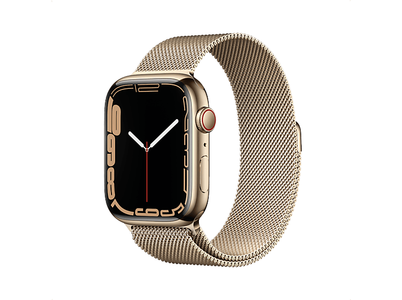 APPLE Watch Series 7 GPS + Cellular - Stainless Steel kast Gold 45mm, Milanese Band Gold (MKJY3NF/A)
