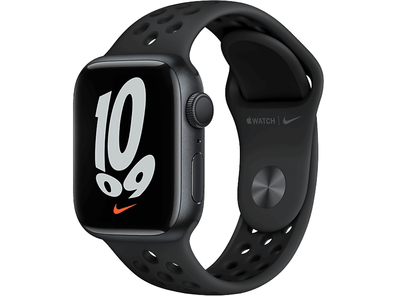 APPLE Watch Series 7 GPS Nike - Aluminium kast Midnight 41mm, Sportbandje Nike Antraciet (MKN43NF/A)