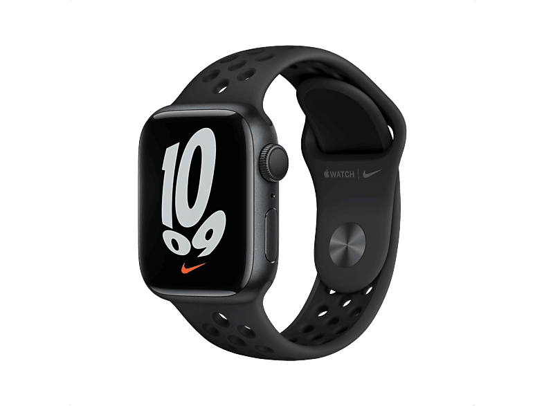 APPLE Watch Series 7 GPS + Cellular Nike - Aluminium kast Midnight 41mm, Sportbandje Nike Antraciet (MKJ43NF/A)