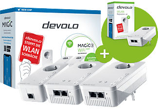 DEVOLO Magic 2 WiFi next Multiroom Kit plus WiFi Repeater+ ac Powerline Adapter 2400 Mbit/s Kabellos und Kabelgebunden