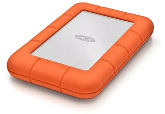 Disco duro 2 TB - LaCie Rugged Mini, USB C (3.1 Gen 1), Aluminio, Naranja