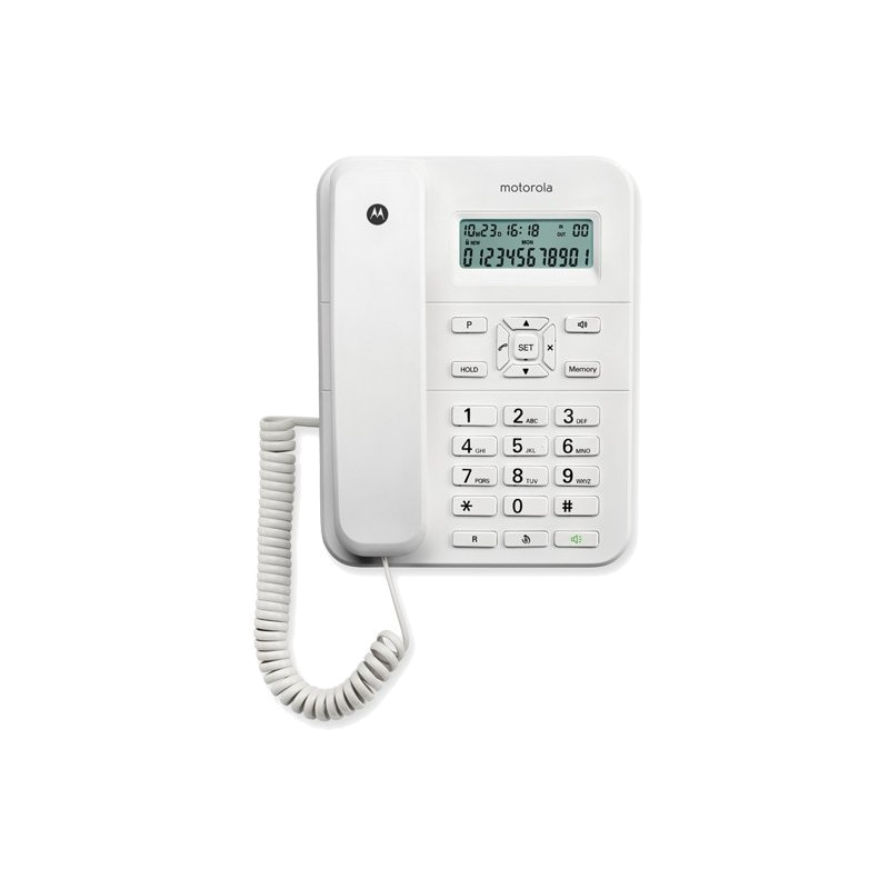 Teléfono Fijo Motorola ct202 con manos libres blanco 107ct202white color sobremesa cable y 24 tonos llamada
