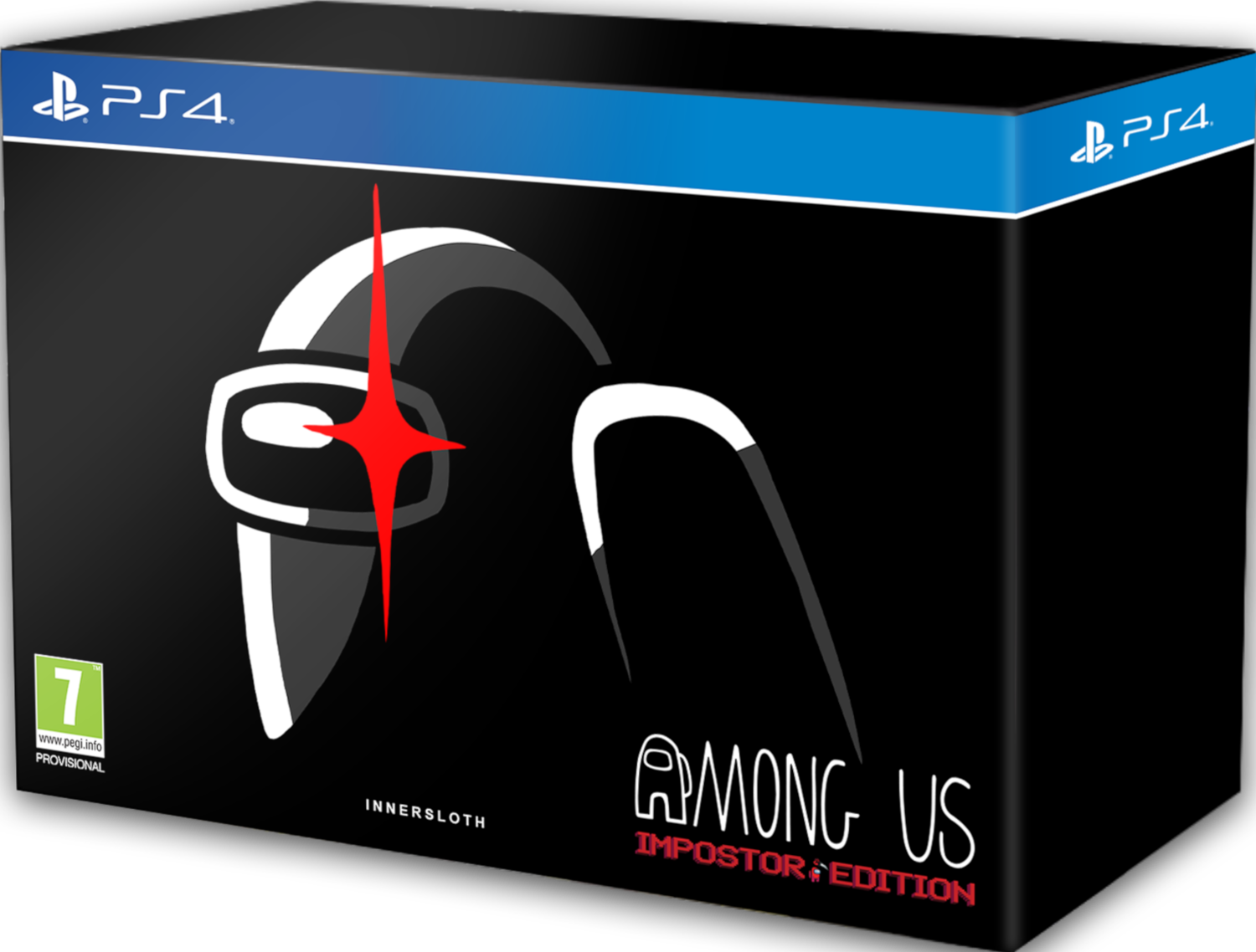Boîte de jeu noire pour 'Among Us: Impostor Edition' avec personnage stylisé.