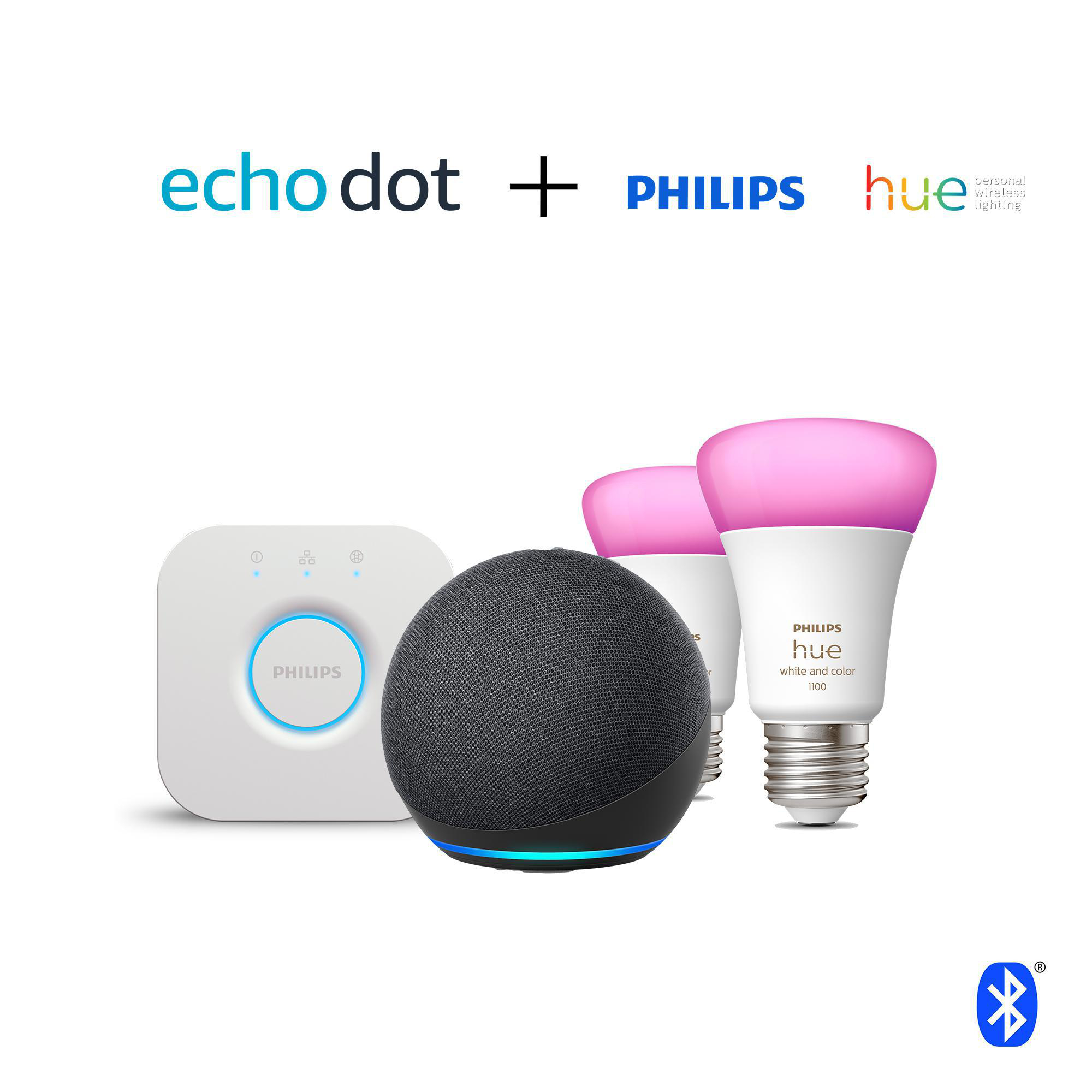 + Philips E27 Starter Speaker Dot AMAZON Smart Color Hue Echo (4. Set, Generation)