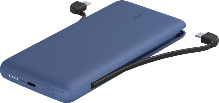 BELKIN Powerbank 10000 mAh avec câbles intégrés Bleu (BPB006BTBLU)