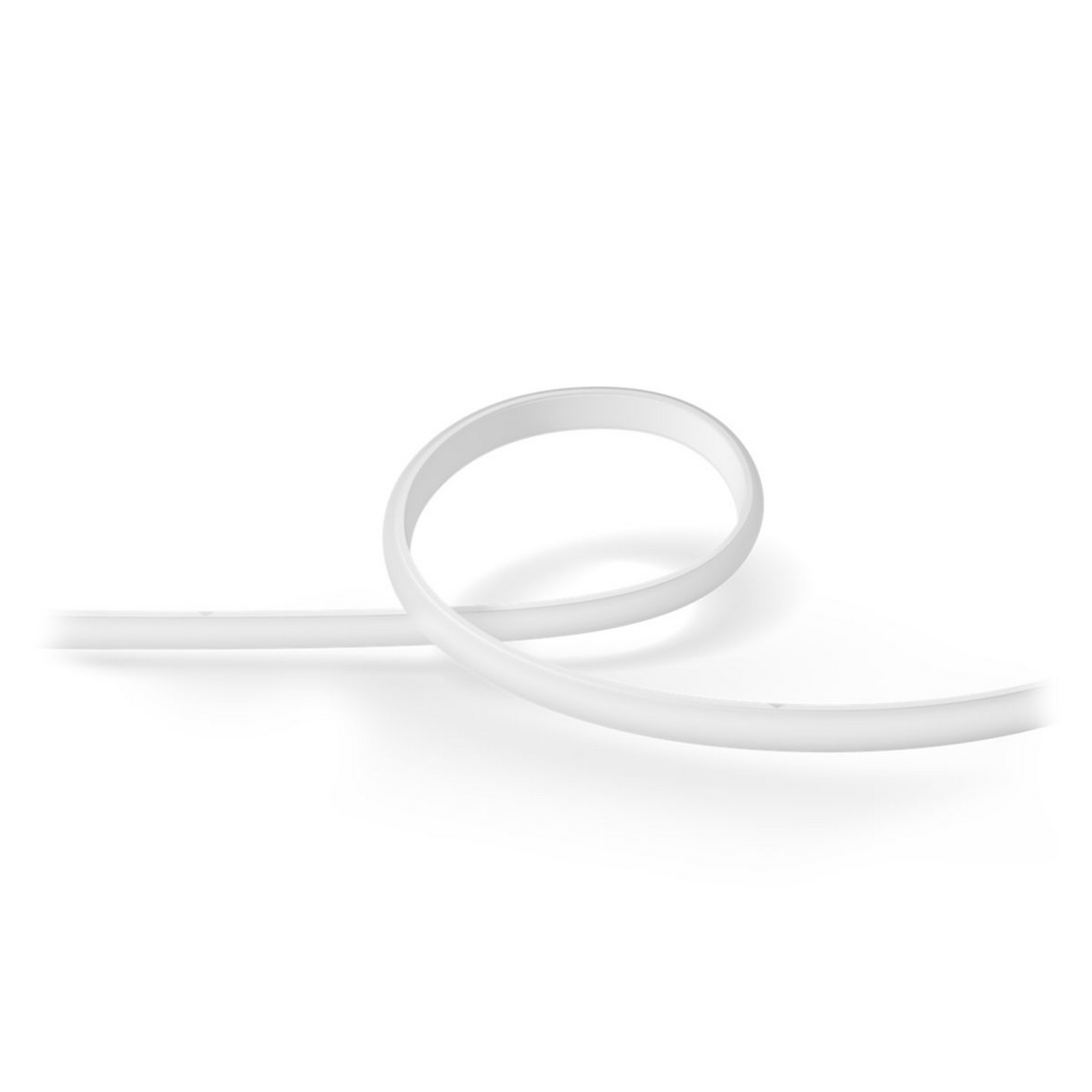 Tira de luz LED flexible blanca en forma curva.