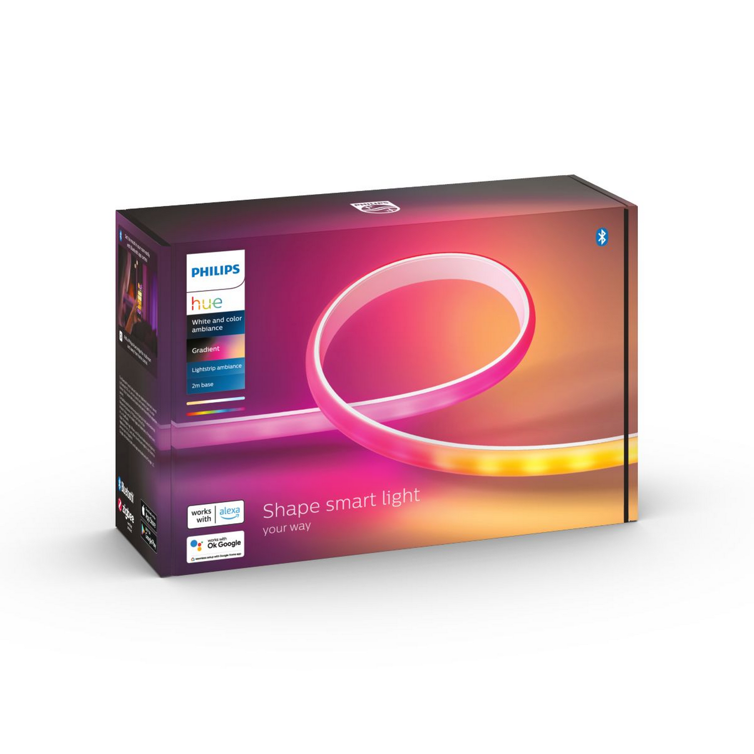 Caja de luz inteligente Philips Hue, degradado rosa y blanco.