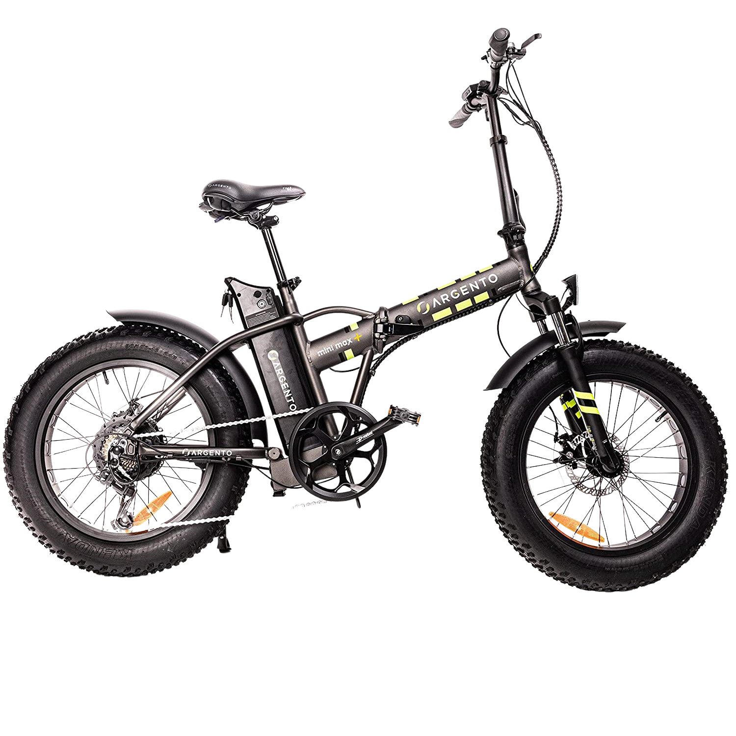 Bicicleta eléctrica - Argento Mini Max+, 20 " x 4.0", 250 W, 7 velocidades, 25 km/h, 70 km, Display LCD, Negro