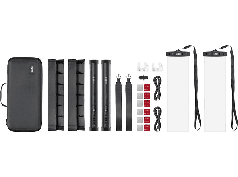 Godox LED Leuchtstab Set TL30 RGB, 2er-Set, 740Lux, 2700-6500K, 8W, Akku, Schwarz