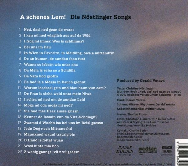 Gerald Votava Ft. Songs Soyka Die - Lem! - Nöstlinger Walther (CD) A schenes