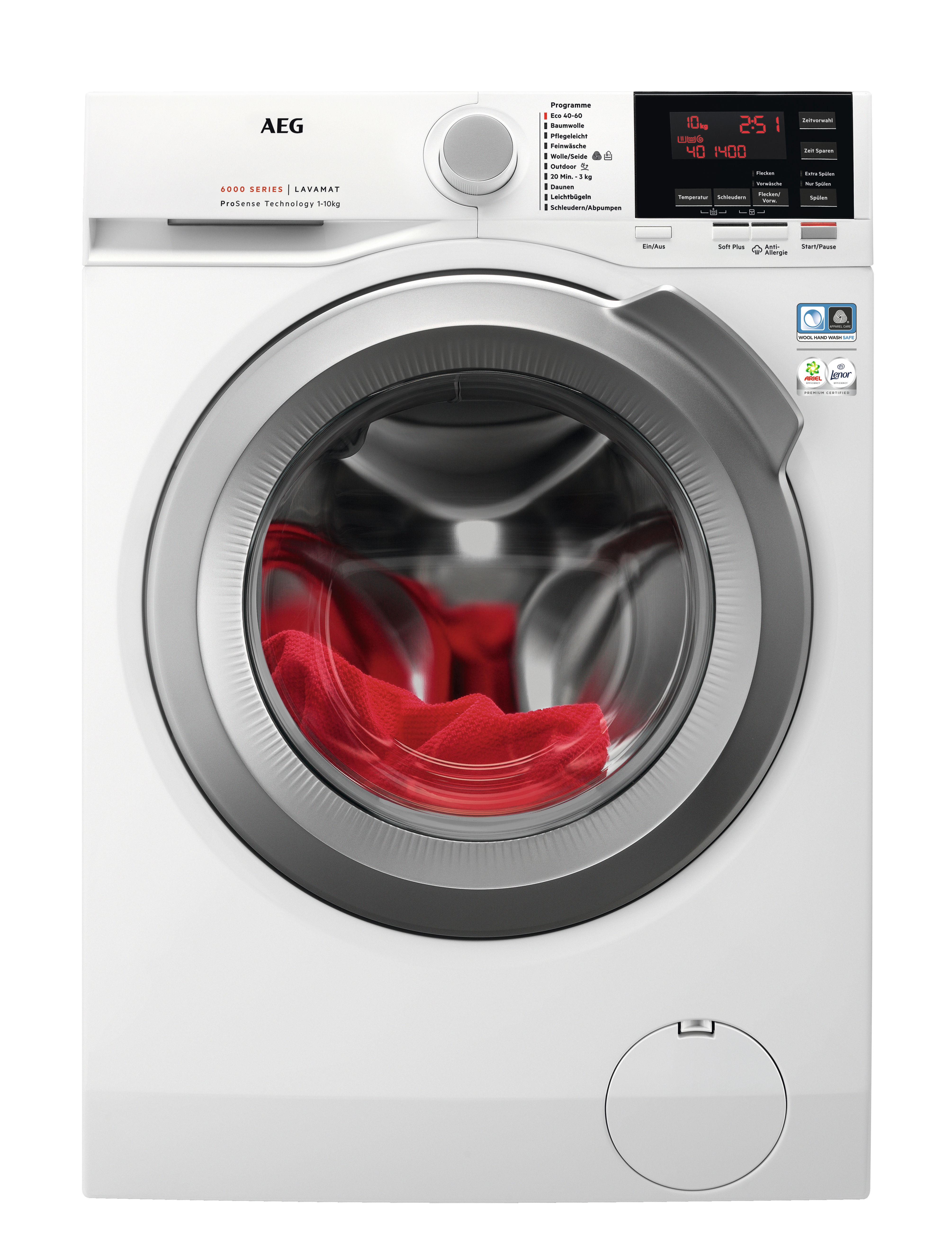 AEG L6FBA60400 Serie 6000 mit U/Min., Waschmaschine 1351 (10 Mengenautomatik kg, A) ProSense