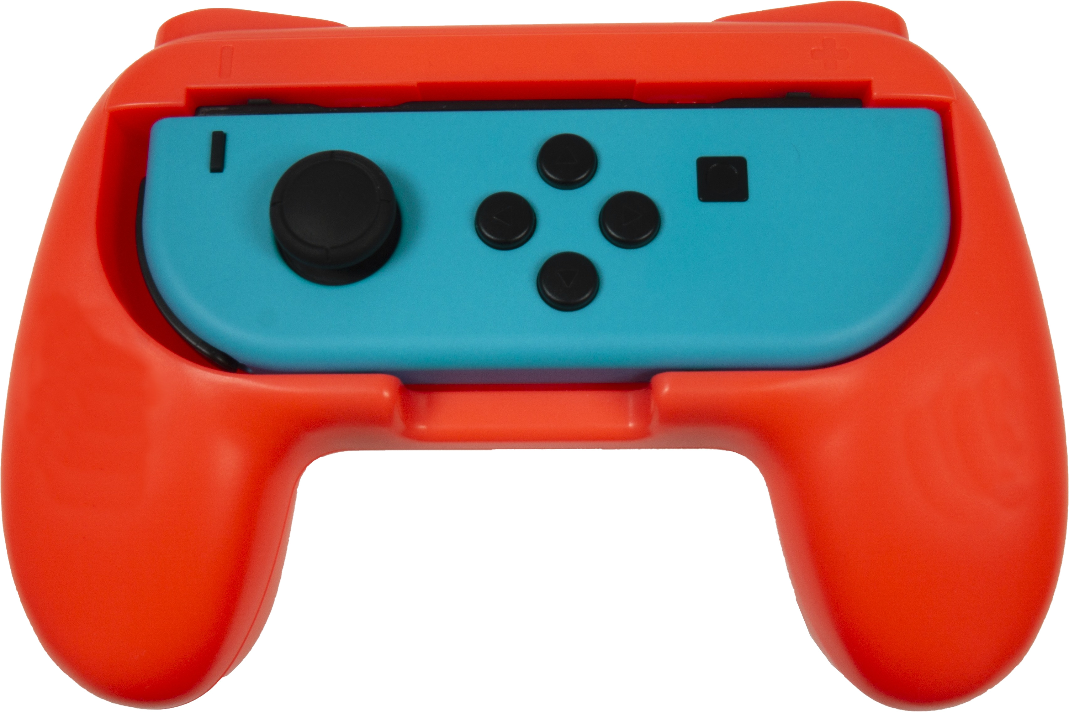 Coque de contrôleur orange avec un contrôleur bleu à l'intérieur.