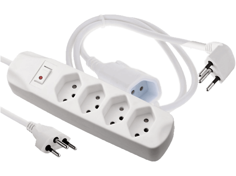 SCHOENENBERGER 85.900.WS Fix-Line 4xT13 - Steckdosenleiste Set mit 3m Verlängerungskabel (Weiss)