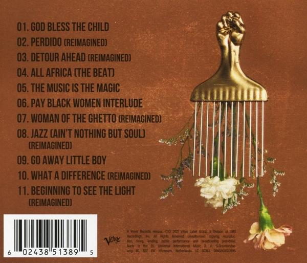 Album borító szöveggel és afro fésűvel. Barna háttér. Virágok.