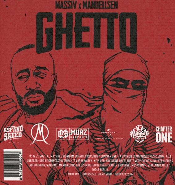 Albumcover mit zwei Männern, einer mit Gesichtsbedeckung, roter Hintergrund.