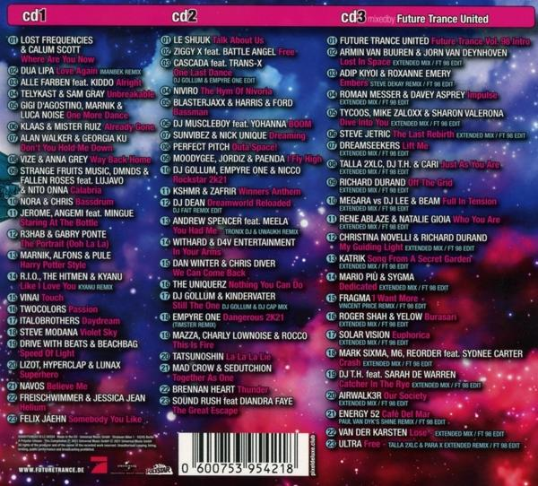 CD-Cover mit Titelliste für eine Musikzusammenstellung, mit Künstlernamen und Details.