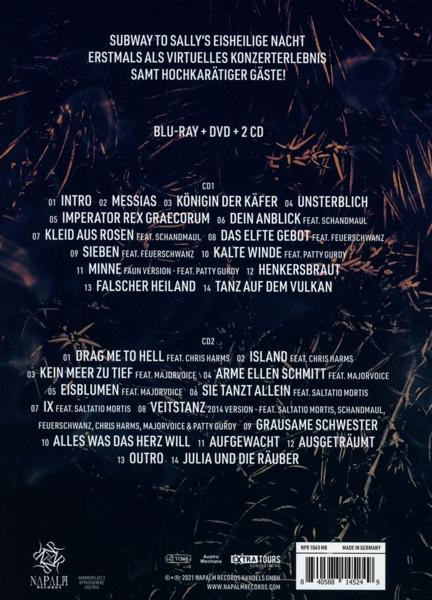 Rückseite einer CD mit Titellisten und Text auf Deutsch.