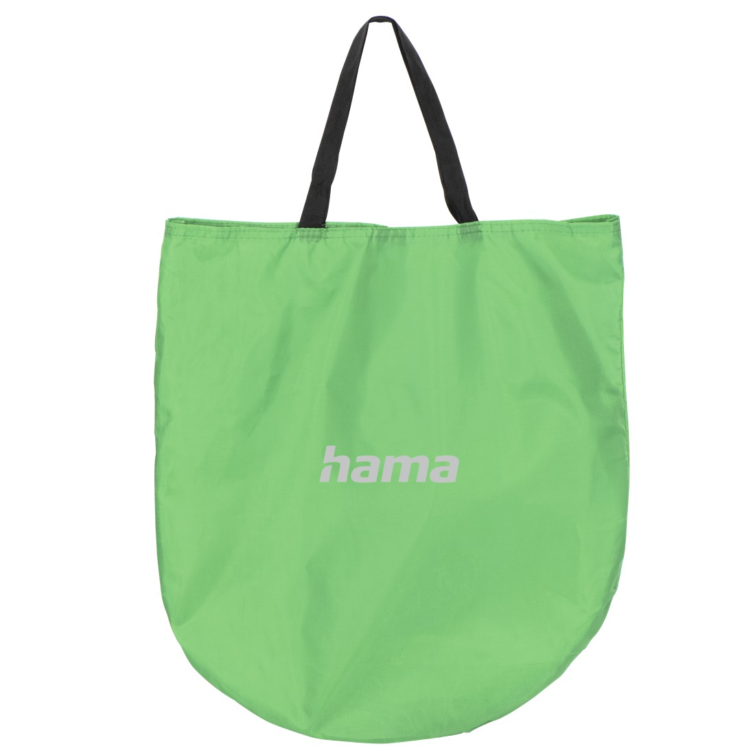 Grüne Tragetasche mit schwarzen Henkeln. Das Wort „hama“ ist aufgedruckt.