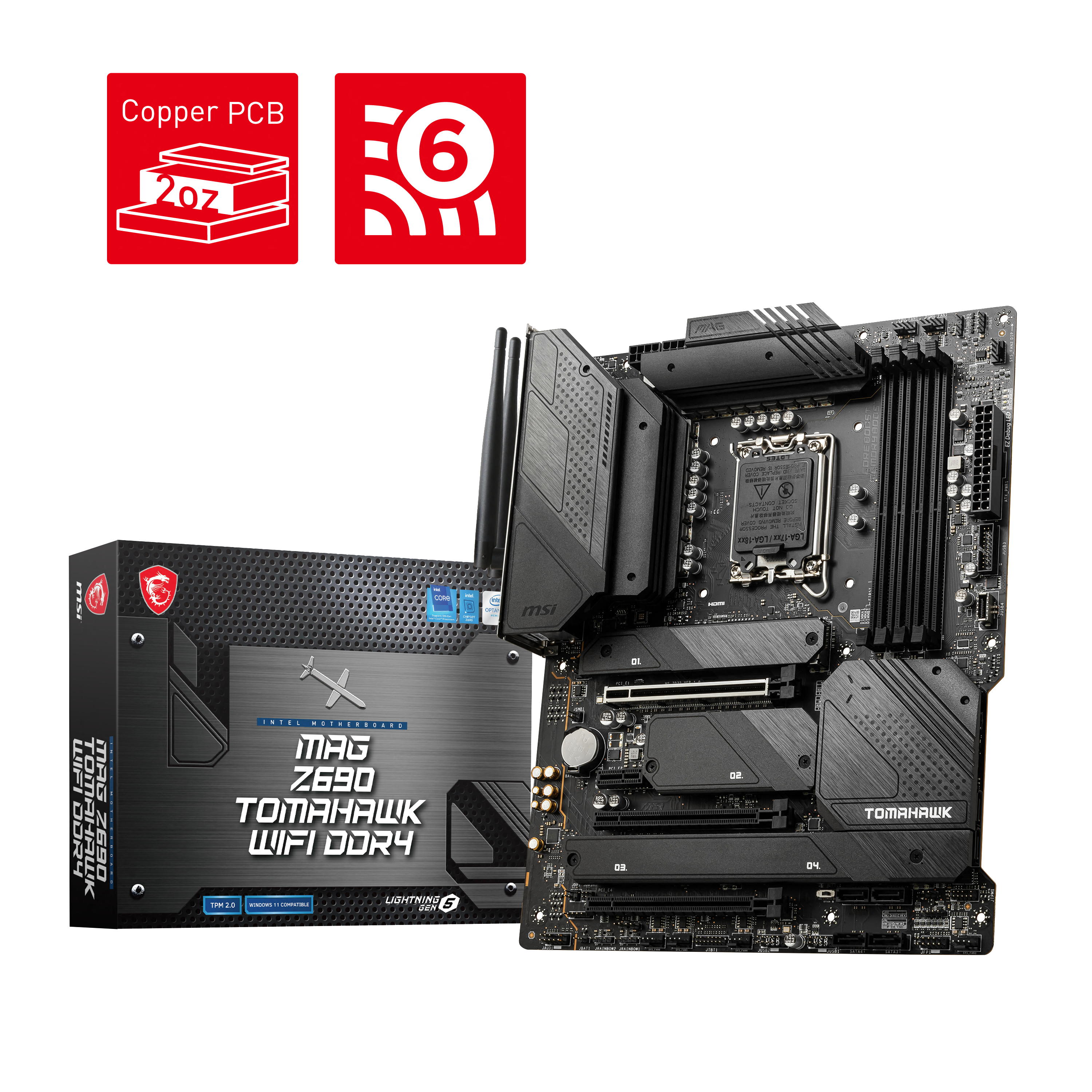 MSI MAG Z690 TOMAHAWK WIFI DDR4 (7D32-002R) Mainboard Schwarz