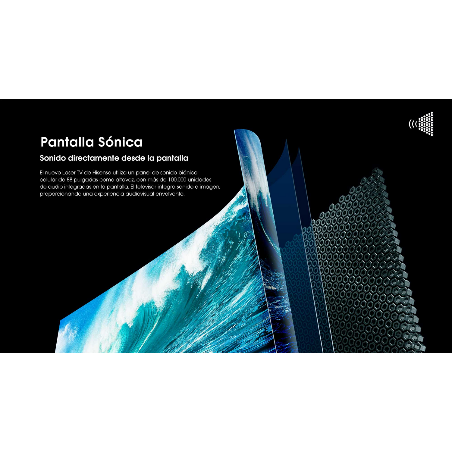Proyector - Hisense Láser TV 88L5VG, UHD 4K, Dolby Atmos, HDR10, Pantalla sónica envolvente e instalación inc