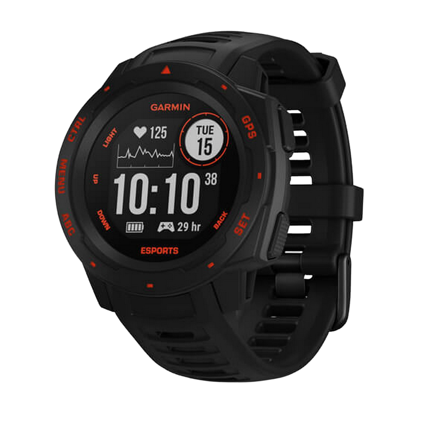 Reloj deportivo - Garmin Instinct Esports Edition, 45 mm, Bluetooth, Resistente al agua, Negro