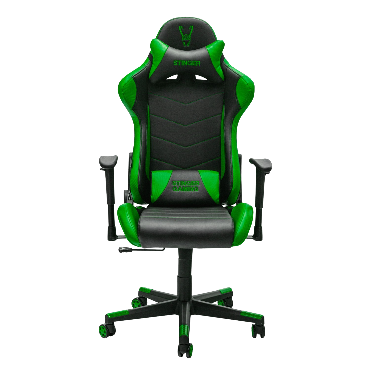 Woxter Stinger Station green silla gaming altura ajustable reposabrazos verde eje acero levantamiento por gas clase 4 2d refuerzo de foam md racing lumbarcervical