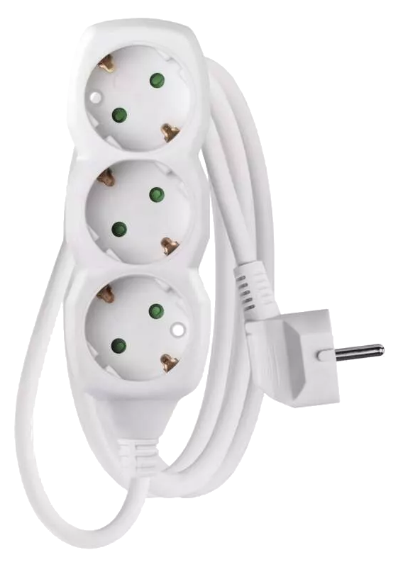 EMOS Elosztó, 3 aljzat, 1,5 méter, 3x1,5mm2, fehér (P0321R)