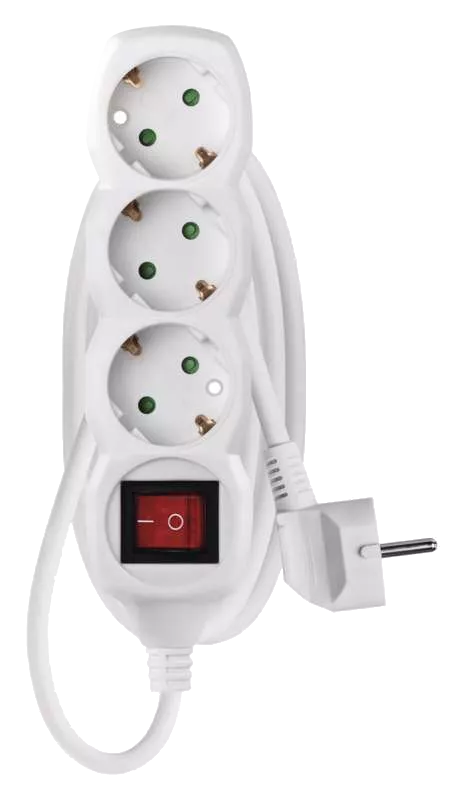 EMOS Elosztó, 3 aljzat kapcsolóval, 1,5 méter, 3x1,5mm2, fehér (P1321R)