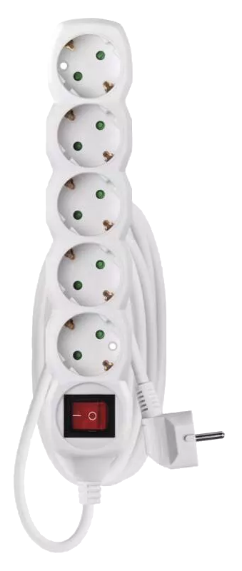 EMOS Elosztó, 3 m, 5 aljzat, kapcsolós, fehér, 1,5 mm2 (P1523R)