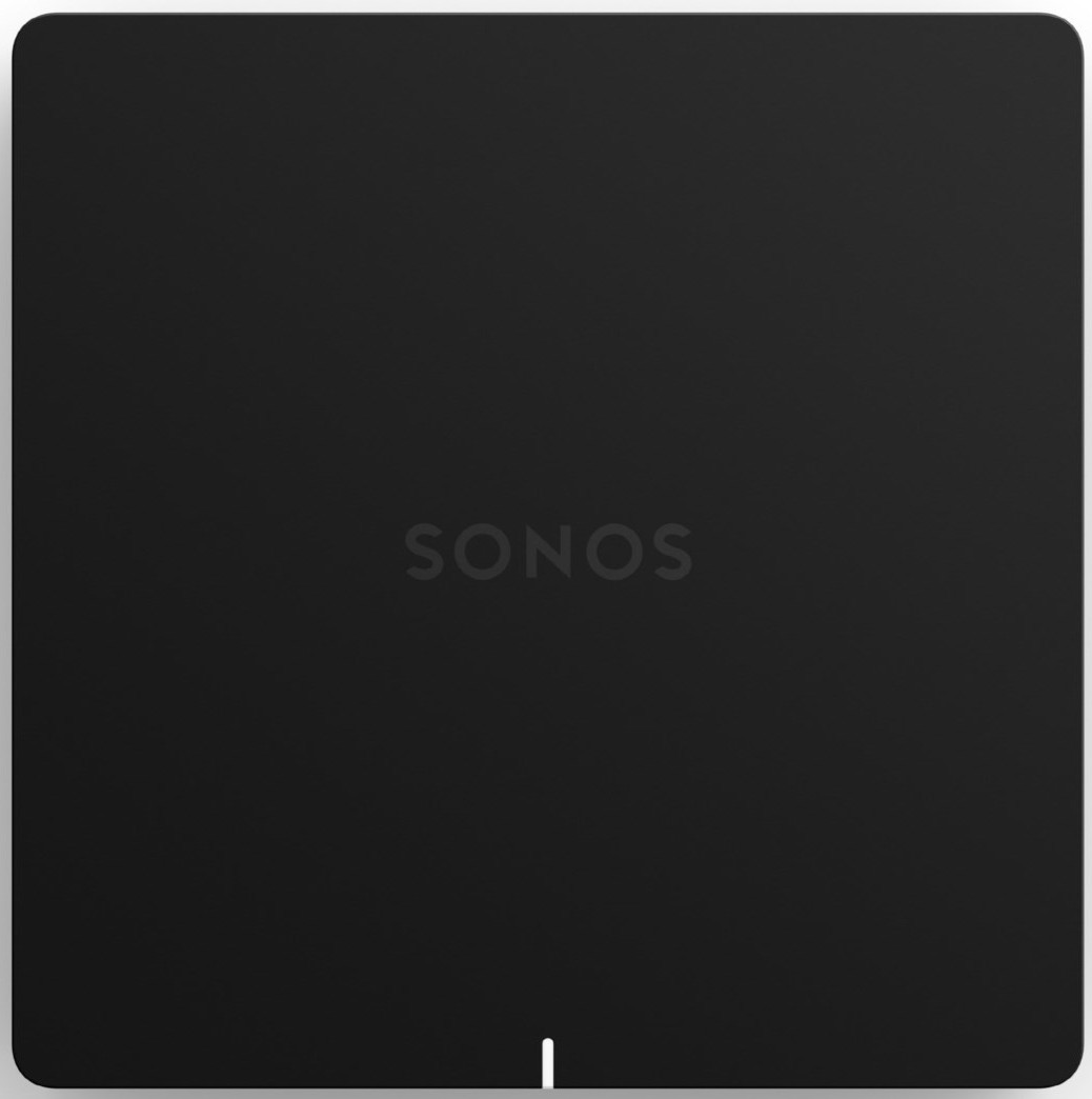 Barre de son Sonos noire avec le logo Sonos.