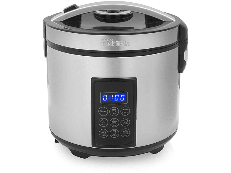 TriStar RK-6138 Digitaler Reis- und Dampfgarer Reiskocher (900 Watt, 2,2 l, Edelstahl)