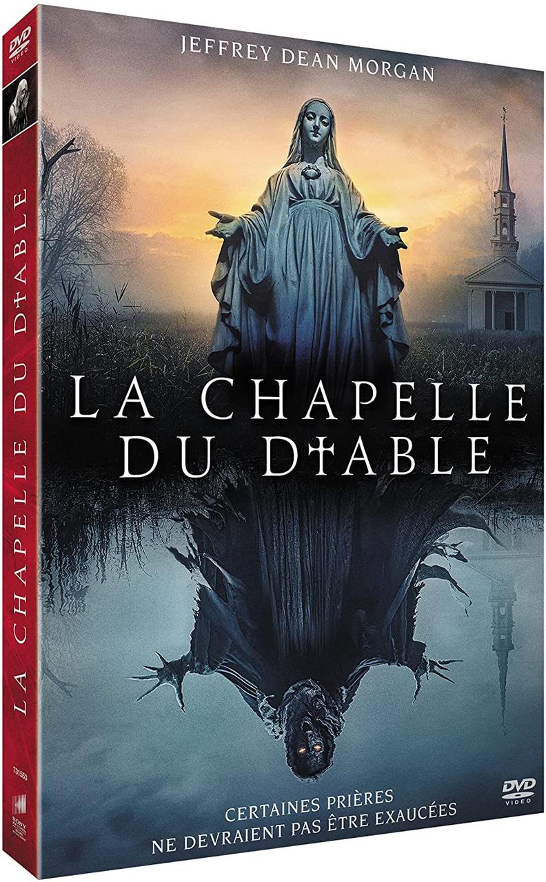 Boîtier DVD avec titre du film, image de la Vierge Marie et une silhouette sombre.