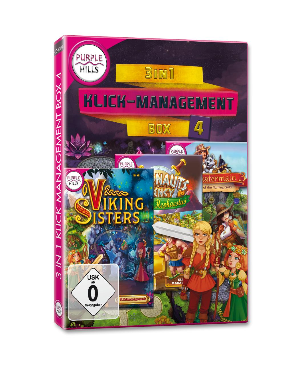 DVD-Spielbox mit drei Spielcovern und einem Purple Hills Logo.