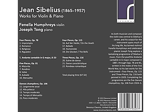 Fenella Humphreys Joseph Tong - SIBELIUS WORKS FOR VIOLIN And PIANO  - (CD)