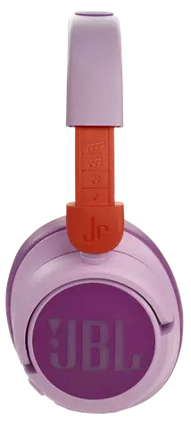 Paarse en oranje JBL Jr. koptelefoon in bovenaanzicht.
