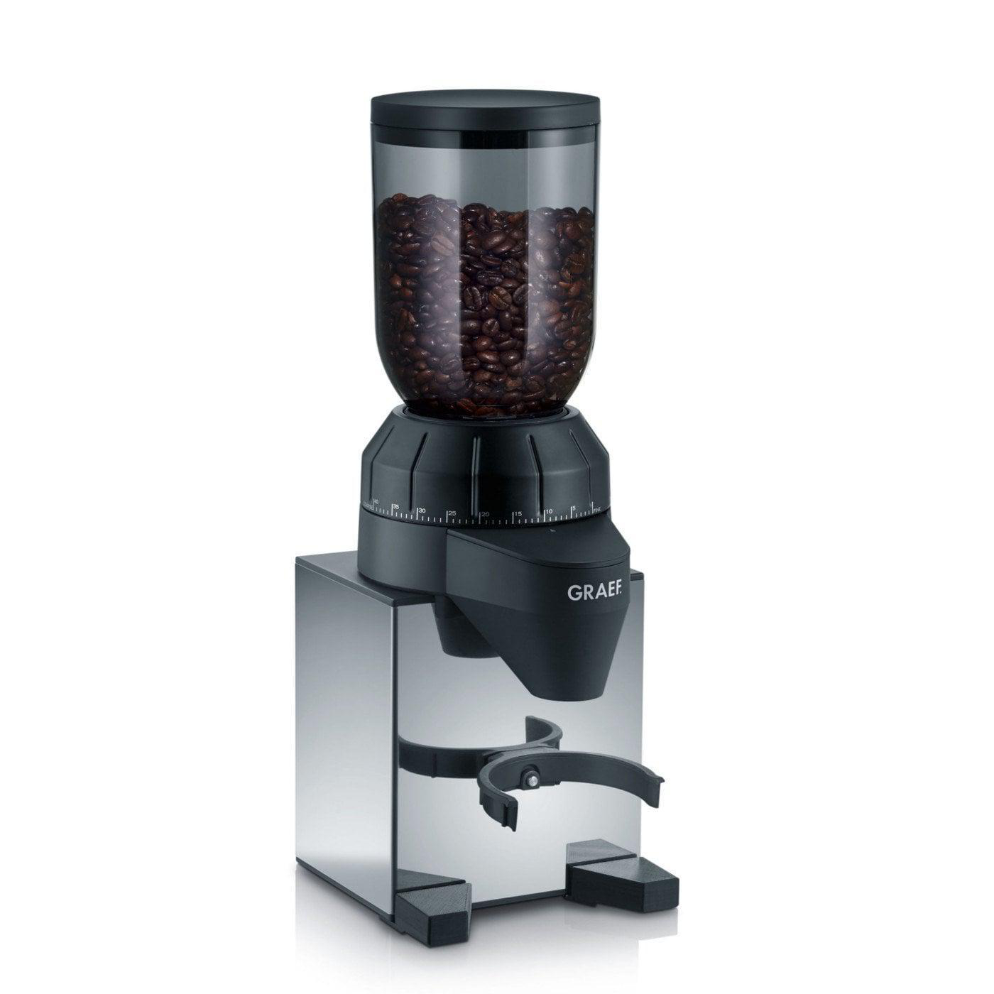 GRAEF Kaffeemühle CM820 mit Edelstahl-Gehäuse Kaffeemühle (Silber, 128 W, Kegelmahlwerk aus Edelstahl)