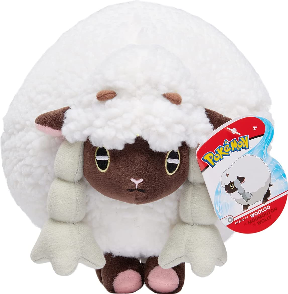 BANDAI NAMCO Pokémon - Wolly (20 cm) - Plüschfigur (Weiss/Braun/Pink)