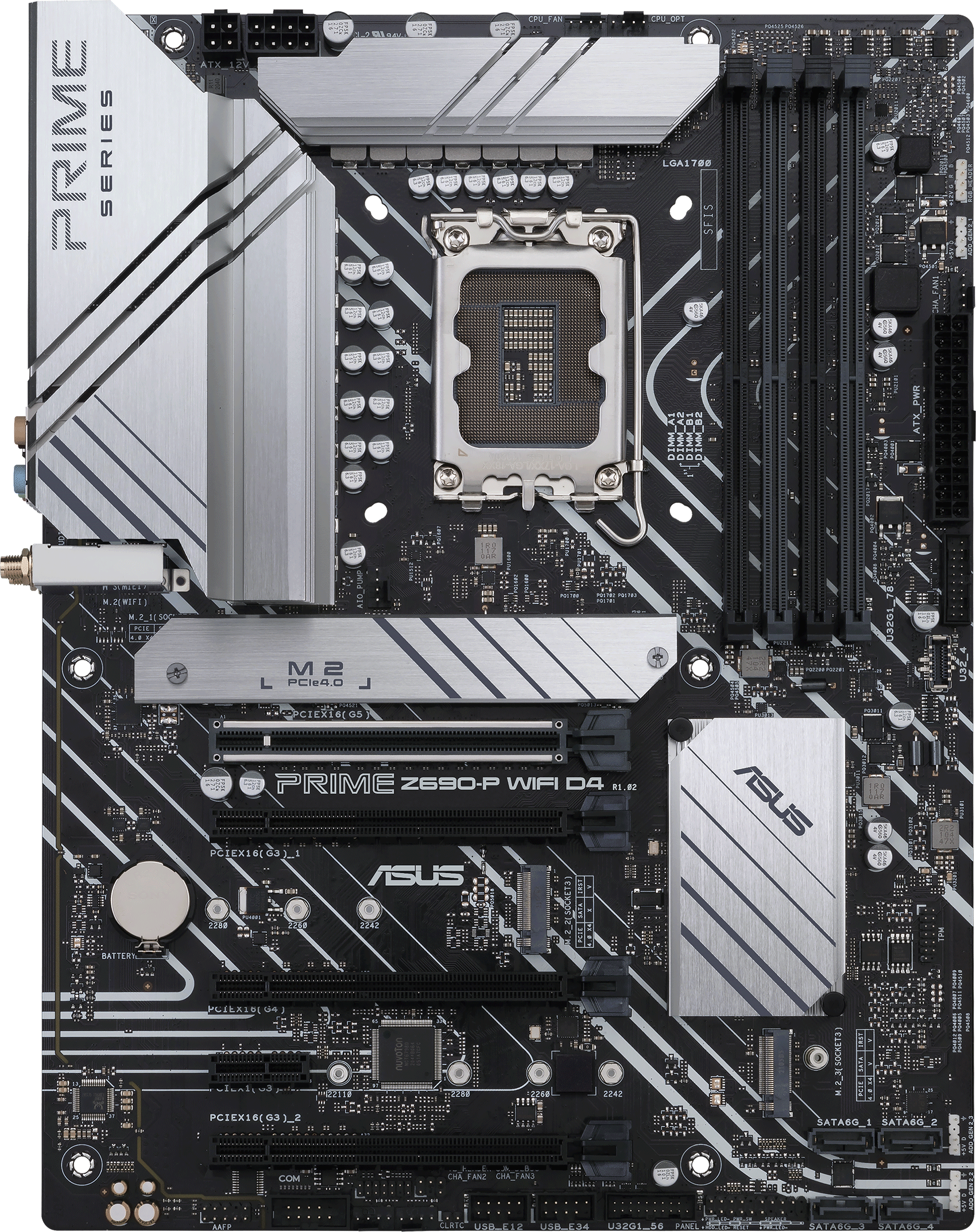 ASUS Mainboard Prime Prime Z690-P WIFi D4, LGA 1700, ATX, PCIe 5.0, 3x M2, DDR4, Tb 4, Aura Sync, WiFi 6