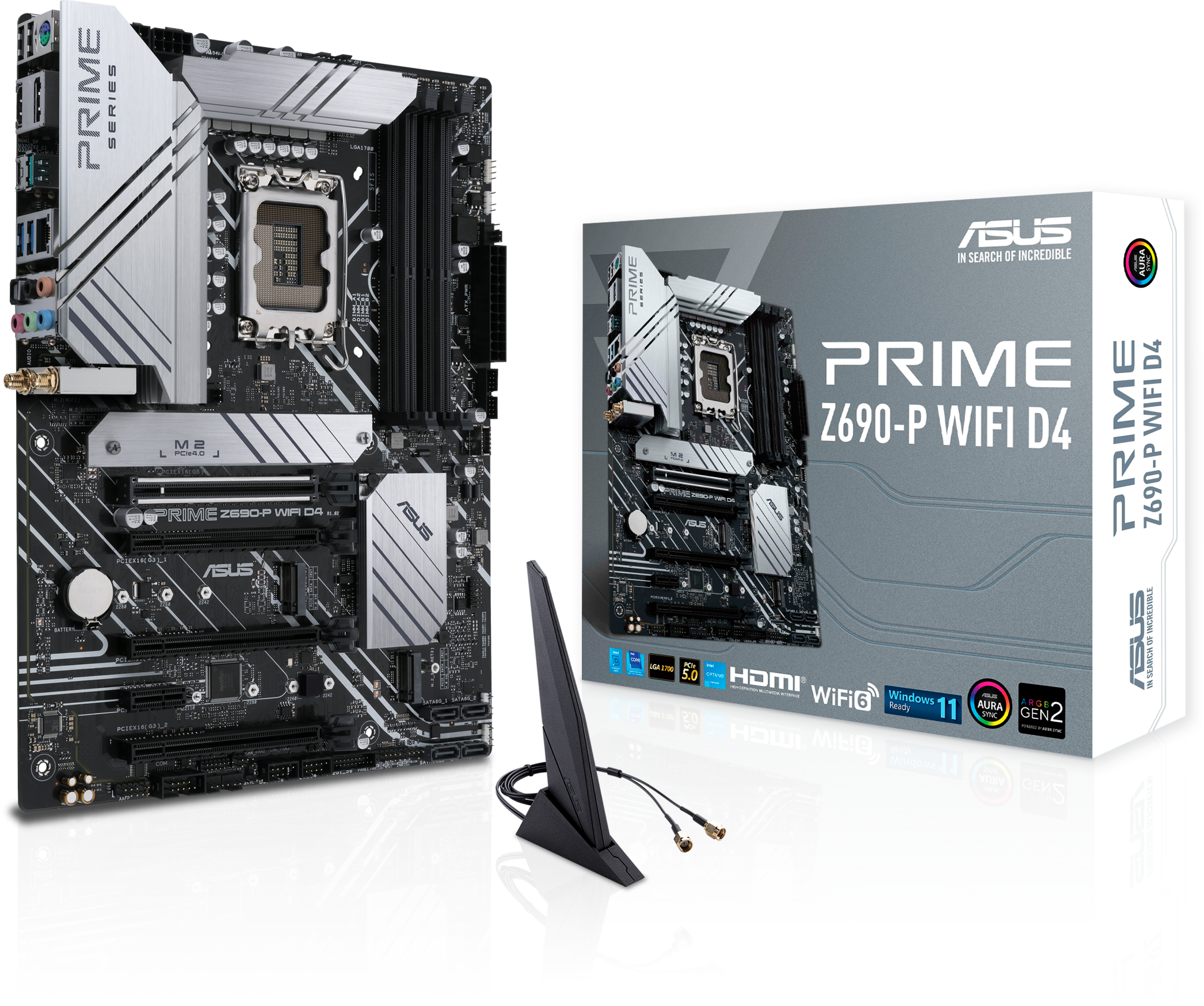 ASUS Mainboard Prime Prime Z690-P WIFi D4, LGA 1700, ATX, PCIe 5.0, 3x M2, DDR4, Tb 4, Aura Sync, WiFi 6