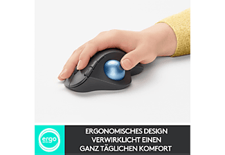 LOGITECH ERGO M575 Wireless Trackball Maus - ergonomisches Design, Windows, PC & Mac Ergo-Maus, Graphite