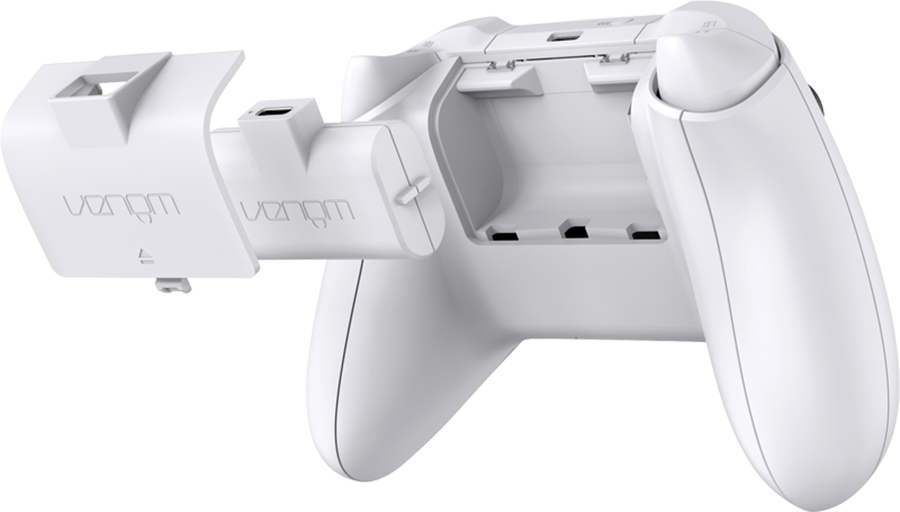 Fehér Venom Xbox kontroller akkumulátor fedél szöveggel és dizájnnal.