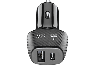 Cargador para coche | CellularLine 2 FAST+ CBRUSB2PD32WK, + 12W, y USB-A, Universal, Negro