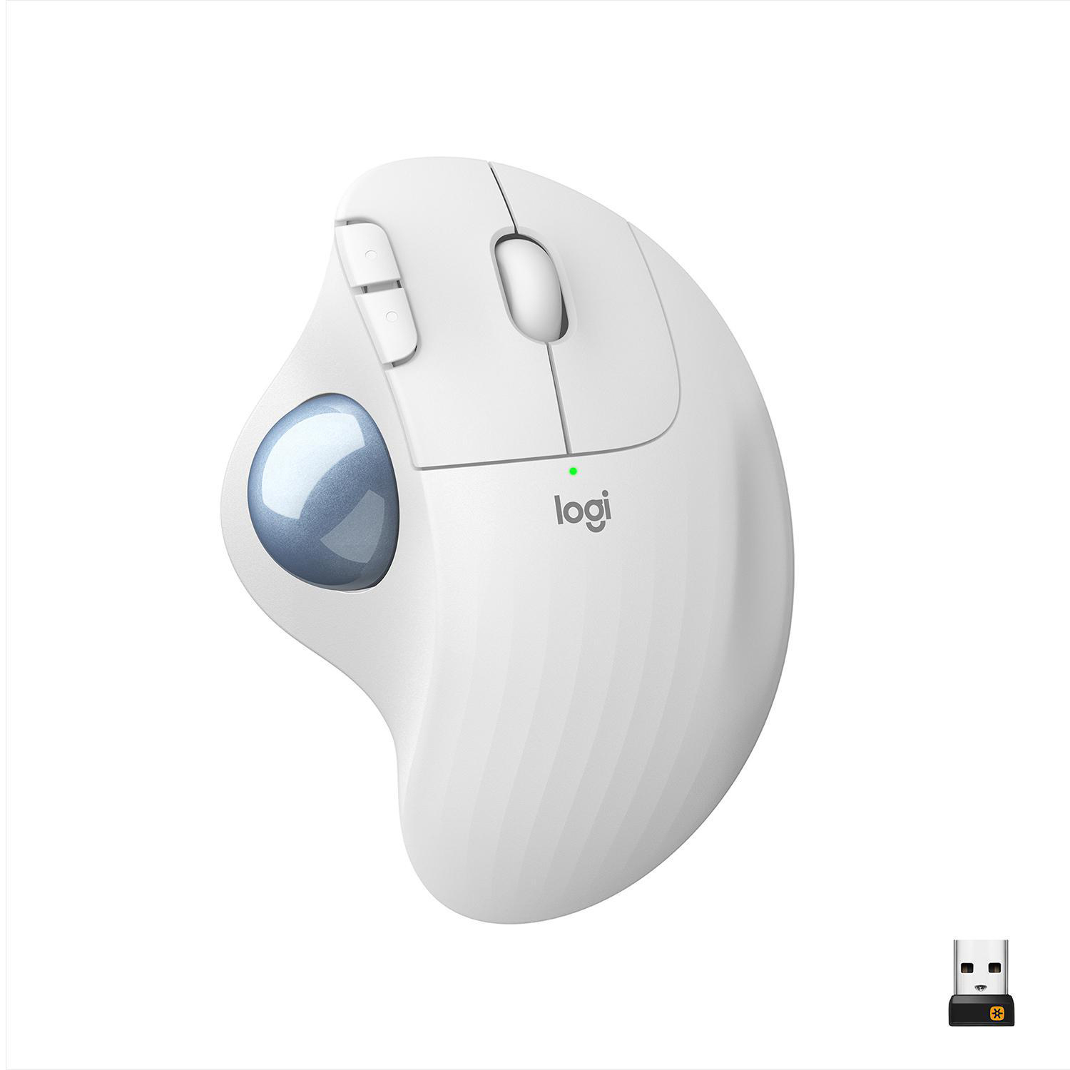 ERGO - Trackball & Design, Wireless Ergo-Maus, Maus Weiß ergonomisches Windows, Mac M575 PC LOGITECH