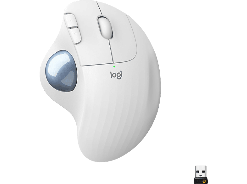 LOGITECH ERGO M575 Wireless Trackball Maus - ergonomisches Design, Windows, PC & Mac Ergo-Maus, Weiß