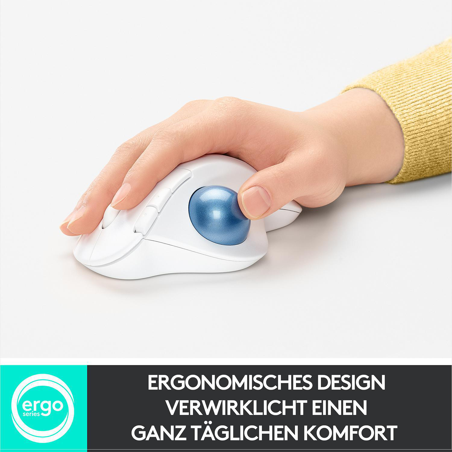 ERGO - Trackball & Design, Wireless Ergo-Maus, Maus Weiß ergonomisches Windows, Mac M575 PC LOGITECH