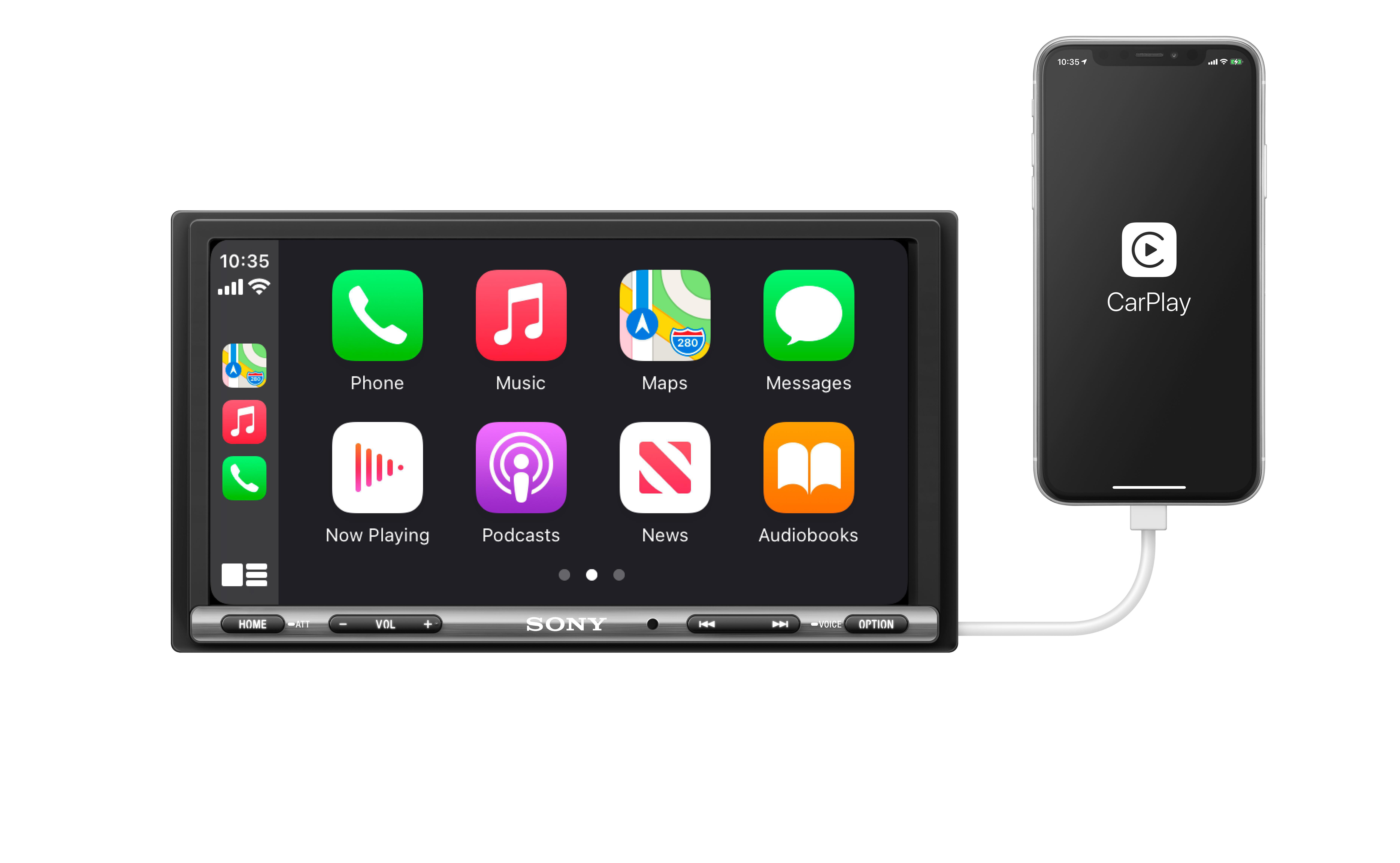 2 XAV-AX3250 55 Receiver Autoradio (Doppel-DIN), DAB+ inkl Auto DAB+ CarPlay/Android Antenne Media SONY Watt DIN