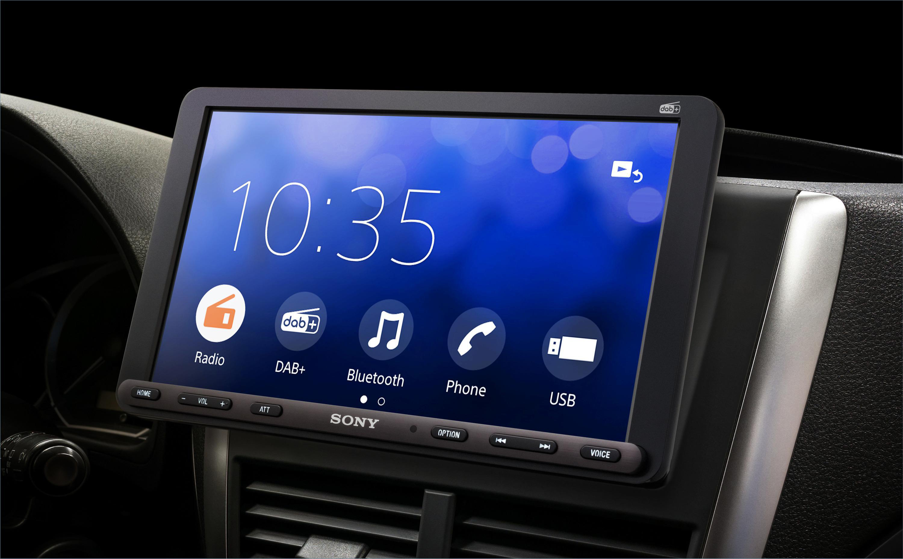 SONY XAV-AX8150 Eingang Media Display und inkl. CarPlay/Android DAB+ DIN, 55 Receiver 1 Autoradio HDMI DAB+ Auto Antenne Watt 9