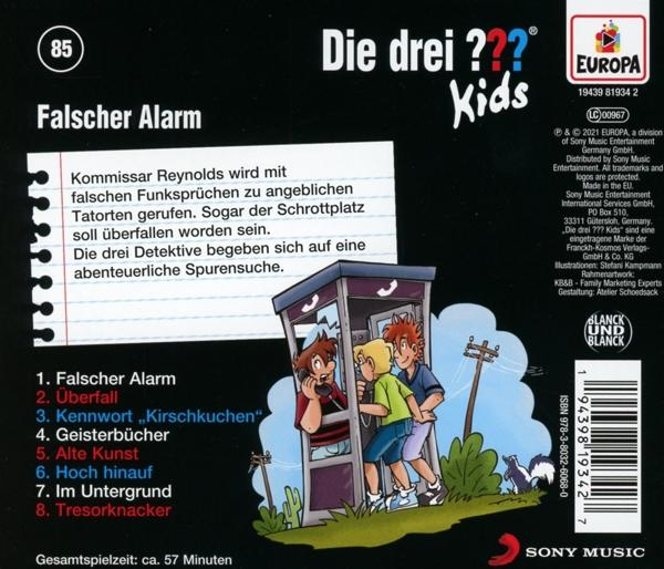 CD-Cover, Cartoon-Illustration von drei Kindern in einer Telefonzelle, Text auf Deutsch.