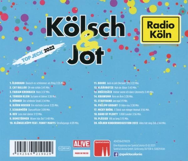 Die Rückseite einer CD mit dem Titel 'Kölsch Jot 2022' und einem Radio Köln-Logo.